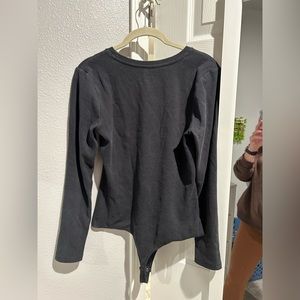 NUUDS BLACK RIBBED BODYSUIT SIZE L